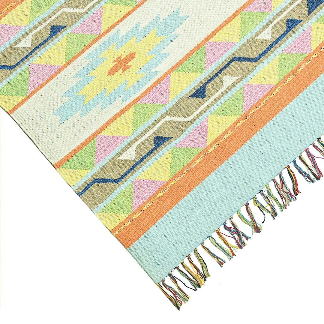 Harmony In Hues Handknotted Cotton Flat Weave.