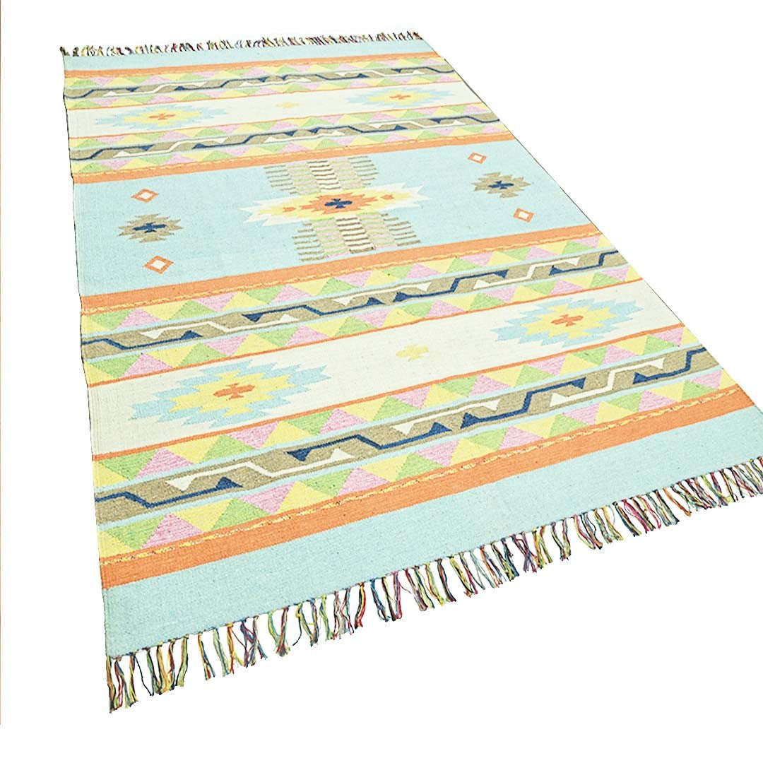 Harmony In Hues Handknotted Cotton Flat Weave.