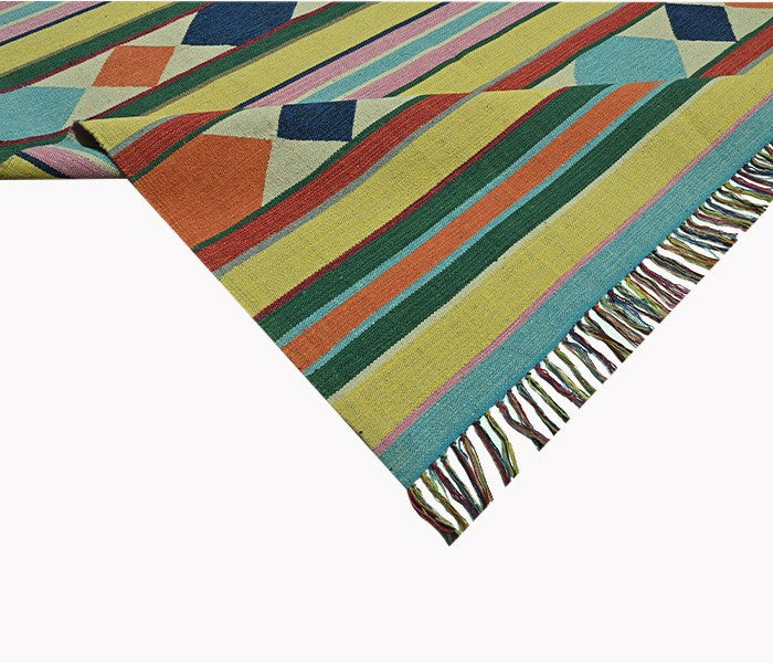 Harmony In Hues Handknotted Cotton Flat Weave.
