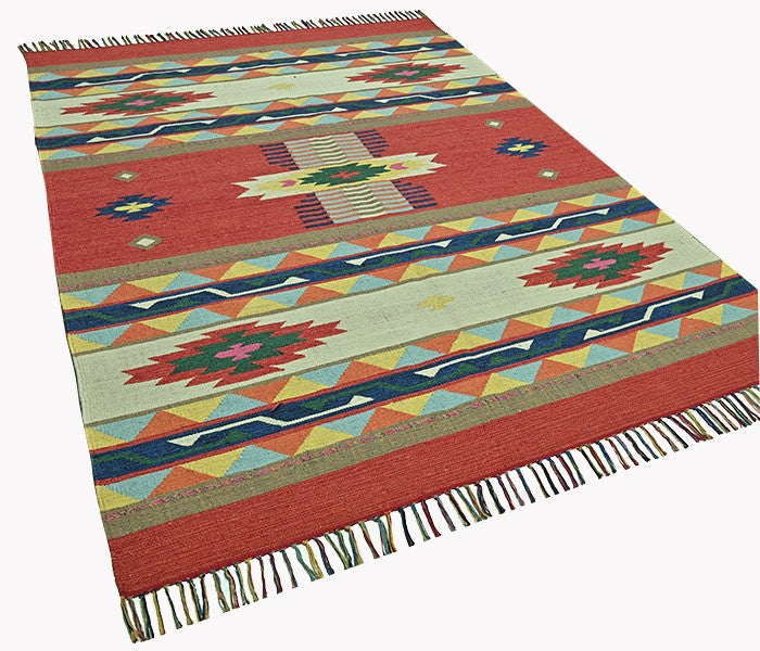 Harmony In Hues Handknotted Cotton Flat Weave.