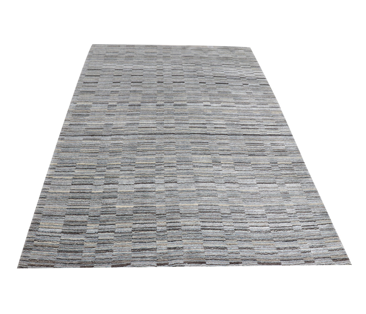 Harmony In Hues - Handwoven Modern Ivory & Blue Colour Viscose Rug