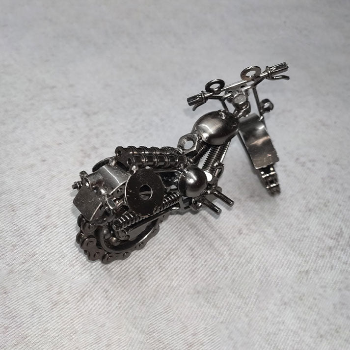 Handcrafted Metal Miniature Motorcycle Model – Industrial Art Sculpture