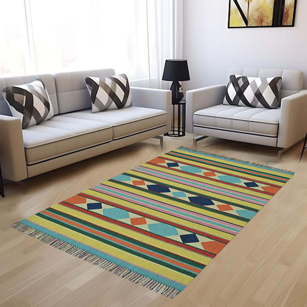 Harmony In Hues Handknotted Cotton Flat Weave.