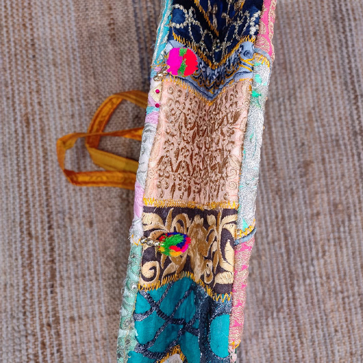 Handcrafted Patchwork Tote Bag – Colorful Vintage Fabric Shoulder Bag