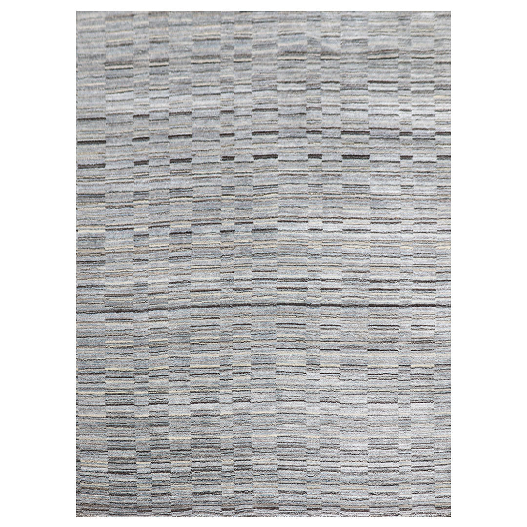 Harmony In Hues - Handwoven Modern Ivory & Blue Colour Viscose Rug