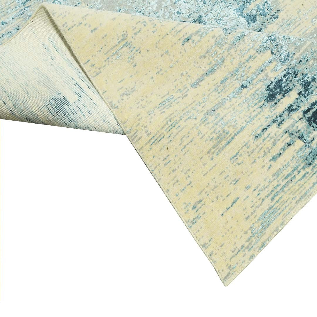 Texture Tales- Handloom Modern Beige & Blue Colour Viscose Rug