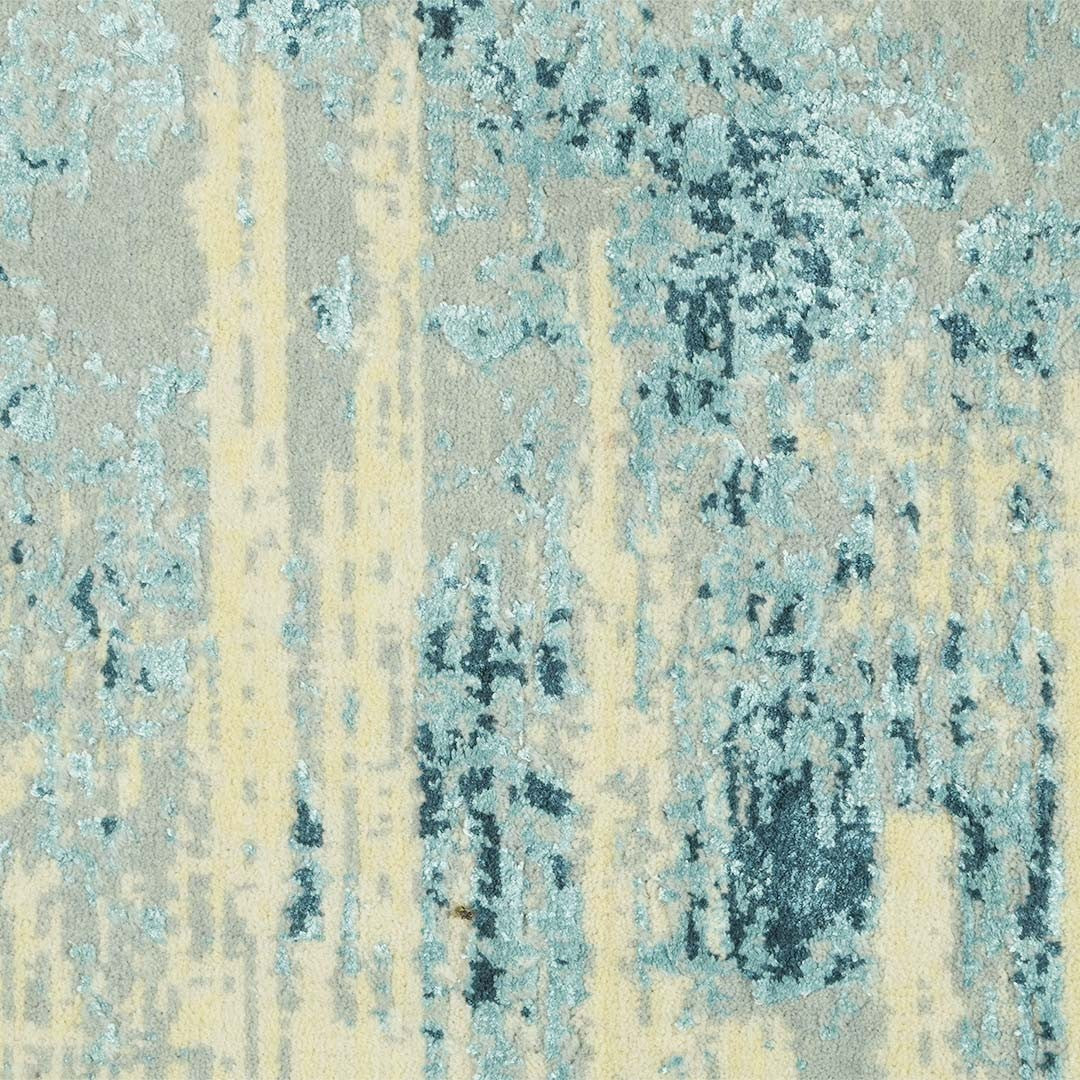 Texture Tales- Handloom Modern Beige & Blue Colour Viscose Rug