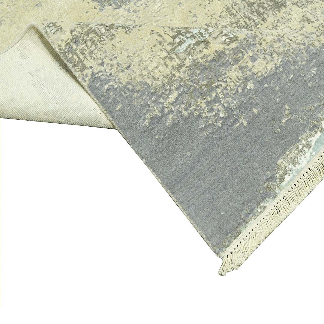 Texture Tales- Handloom Modern Beige, Grey & Ivory Colour Viscose Rug