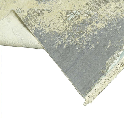 Texture Tales- Handloom Modern Beige, Grey & Ivory Colour Viscose Rug