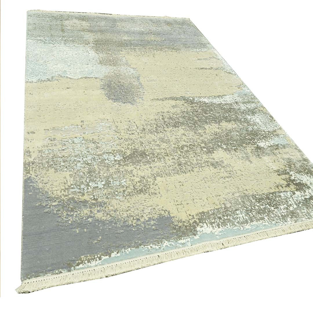 Texture Tales- Handloom Modern Beige, Grey & Ivory Colour Viscose Rug