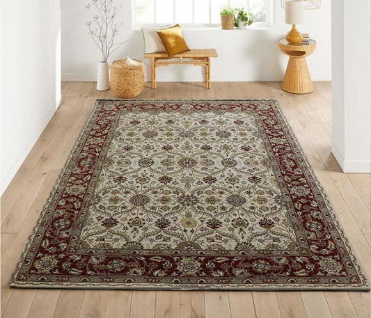 Harmonize - Handtufted Traditional Ivory & Red Colour Wool Rug