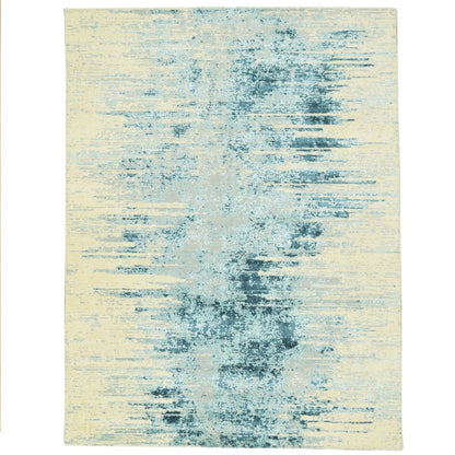 Texture Tales- Handloom Modern Beige & Blue Colour Viscose Rug