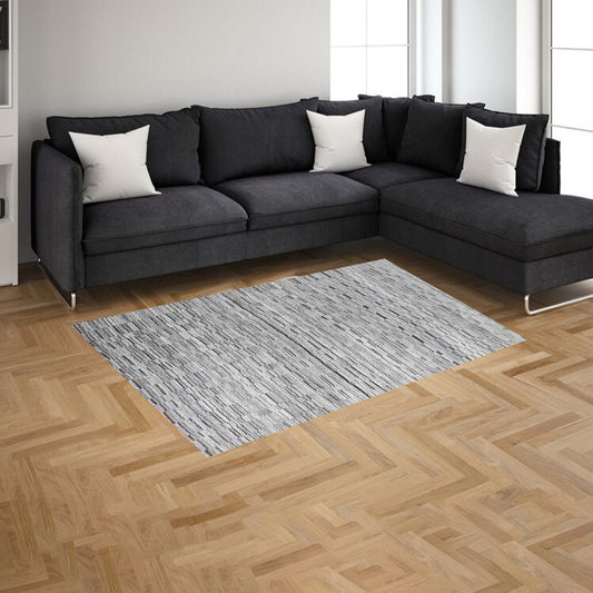 Harmony In Hues - Handwoven  Modern Ivory & Blue Colour Viscose Rug