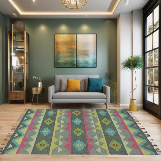 Harmony In Hues Handknotted Wool Rug.